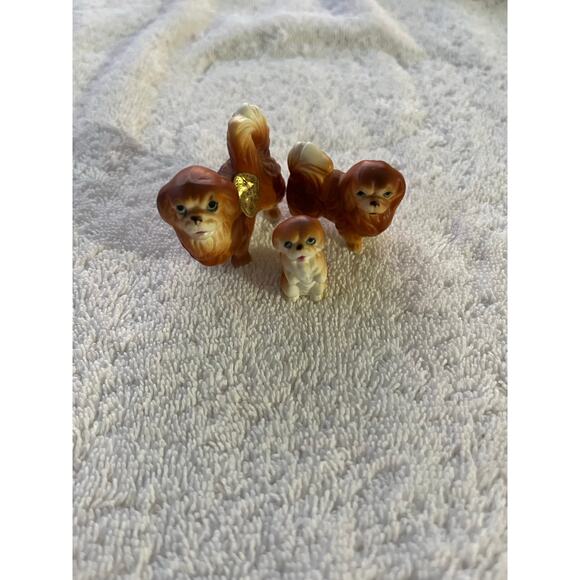 3 1960's vintage pekingese family miniature dogs bone china made in japan - Picture 2 of 3